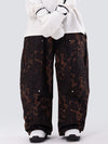 Damen-Skihose mit doppeltem Knie, Leopardenmuster, weit geschnitten, für Mountain Freestyle, Baggy-Stil