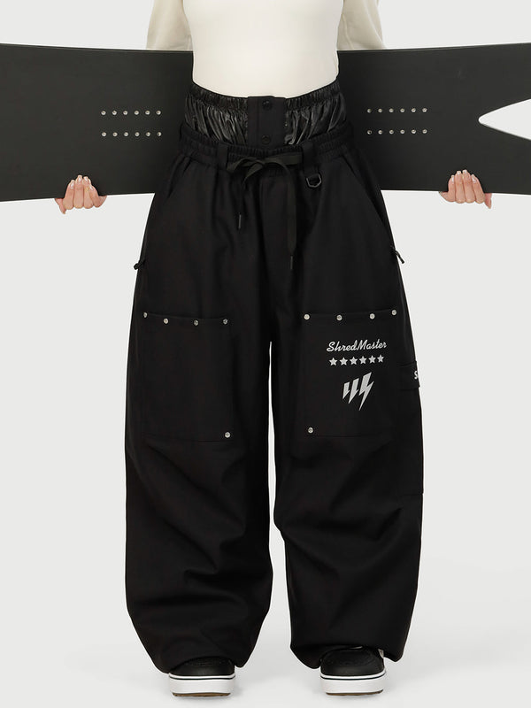 Camden Punk Rivet Street Utility Cargo-Schneehose für Damen – Baggy Freestyle Passform
