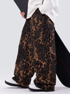 Herren-Skihose mit doppeltem Knieausschnitt Leopardenmuster weit geschnitten für Mountain Freestyle Baggy-Stil
