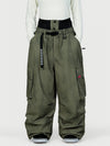 Funktionelle Damen-Streetwear-Cargohose mit Gürtel und mehreren Taschen, Baggy-Schneehose