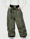 Funktionelle Damen-Streetwear-Cargohose mit Gürtel und mehreren Taschen, Baggy-Schneehose