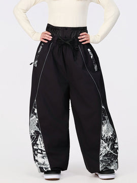 Damen Hyper Flux Color Graffiti Panel Reflective Line Jogger Baggy Snow Pants