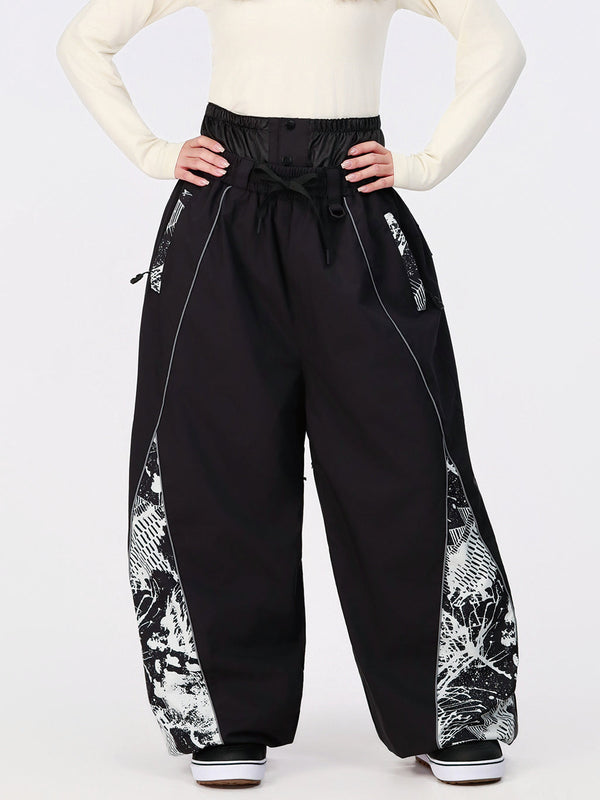 Damen Hyper Flux Color Graffiti Panel Reflective Line Jogger Baggy Snow Pants