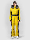 Damen Winter Chic Ski-Overall mit Pelzkapuze, einteiliger Ski-Overall
