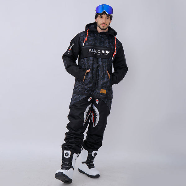 P-40 Fighter & Shark Kombi-Einteiler-Snowboardanzüge für Herren