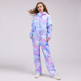 Damen-Ski-Overall mit farbenfrohem, auffälligem Muster