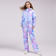 Damen-Ski-Overall mit farbenfrohem, auffälligem Muster