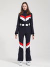 Gsou Snow Retro V-Streifen-Skianzug für Damen