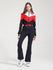Gsou Snow Retro Damen-Skianzug mit Gürtel und farblich abgesetztem ausgestelltem Bein