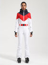 Gsou Snow Retro Damen-Skianzug mit Gürtel und farblich abgesetztem ausgestelltem Bein