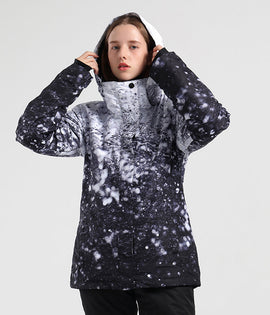 SMN Mountain Freeze Damen Winter-Snowboardjacke mit buntem Print, wasserdicht