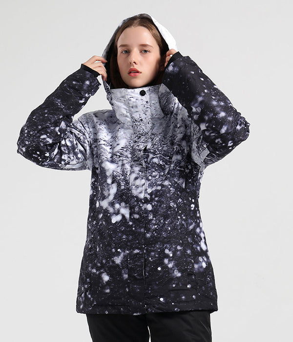 SMN Mountain Freeze Damen Winter-Snowboardjacke mit buntem Print, wasserdicht