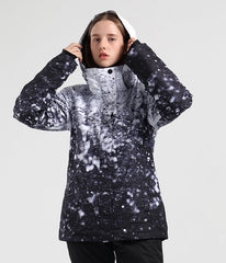 SMN Mountain Freeze Damen Winter-Snowboardjacke mit buntem Print, wasserdicht
