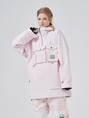 RAWRWAR Damen-Skijacke mit 3 Cargo-Taschen und halbem Reißverschluss