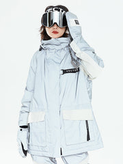Damen-Winterjacke Vector Winter Invitation Reflektierende Farbblock-Schneejacke