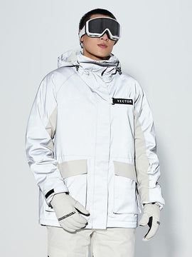 Herren-Winterjacke Vector Winter Invitation Reflektierende Farbblock-Schneejacke