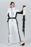 Damen Winter Chic Ski-Overall mit Pelzkapuze, einteiliger Ski-Overall